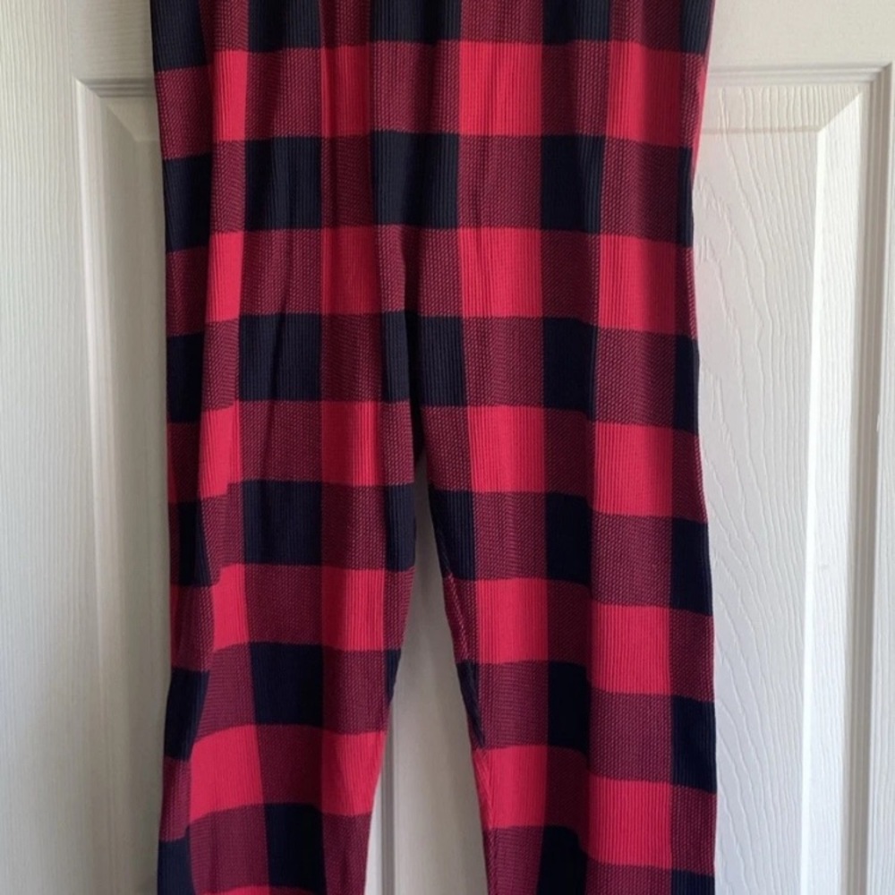 PJ Place Red and Black Plaid Straight Leg Pants